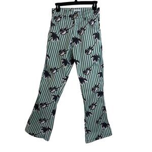 Holiday Womens Jeans Size M Green By Emma Mulholland Guitar Palm Tree Print